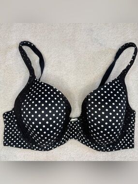 Soma Womens Black Size 36DD Polka Dot Bra Full Coverage Embraceable Lace Trim